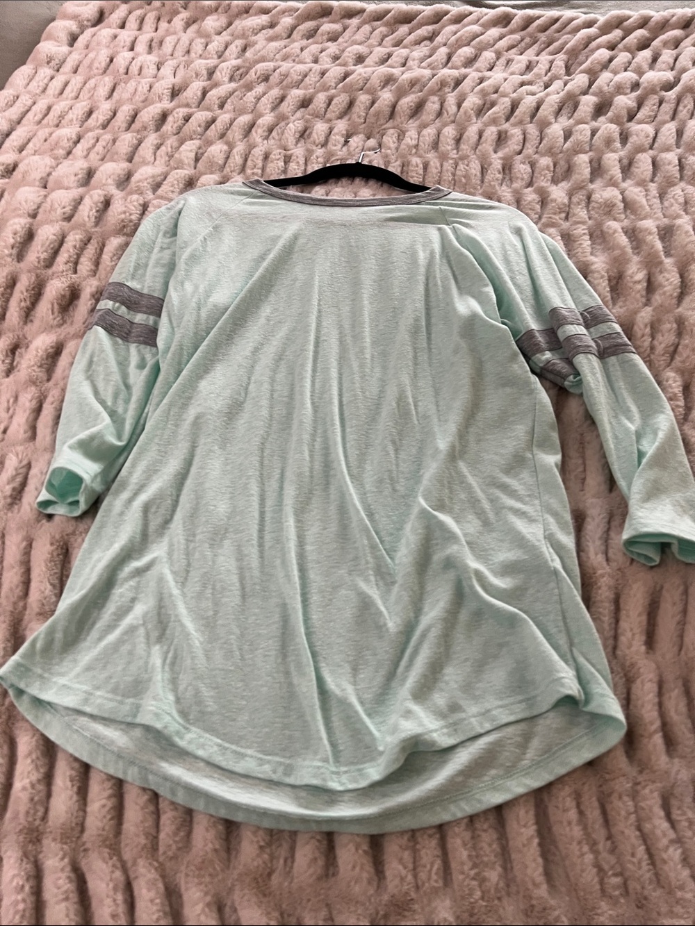 LuLaRoe Mint Green Long Sleeve Top with Gray Sleeve Stripes